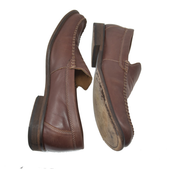 *J&M 1850 Sz 10.5M Brown Leather Moc Toe Loafers